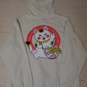Ripndip Lucky Cat Ramen Graphic Hoodie – Cream, Size Medium Oversized